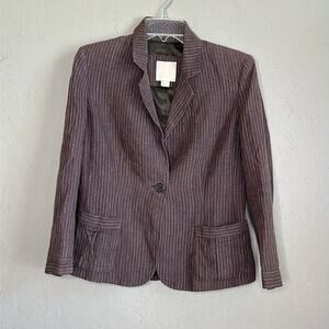 Magaschoni brown linen blend‎ button front blazer size 10
